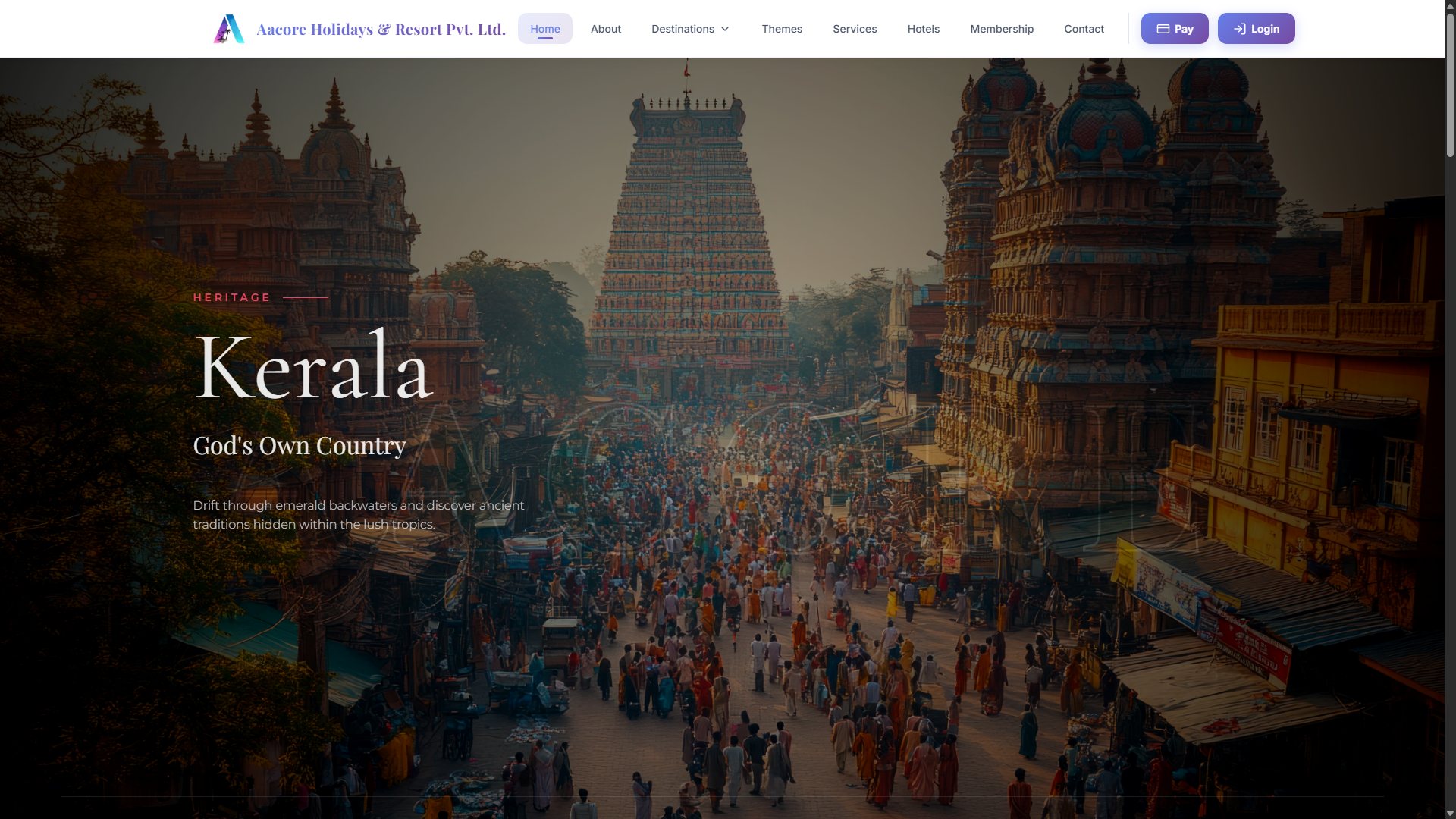 Aacore Holidays Resort Website